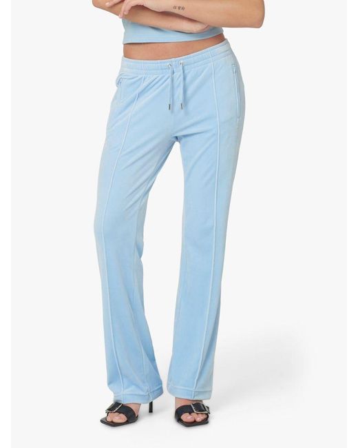 Juicy Couture Blue Diamante Embellished Velour Track Joggers