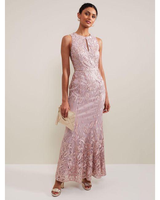 Phase Eight Pink Jaclyn Embroidered Maxi Dress