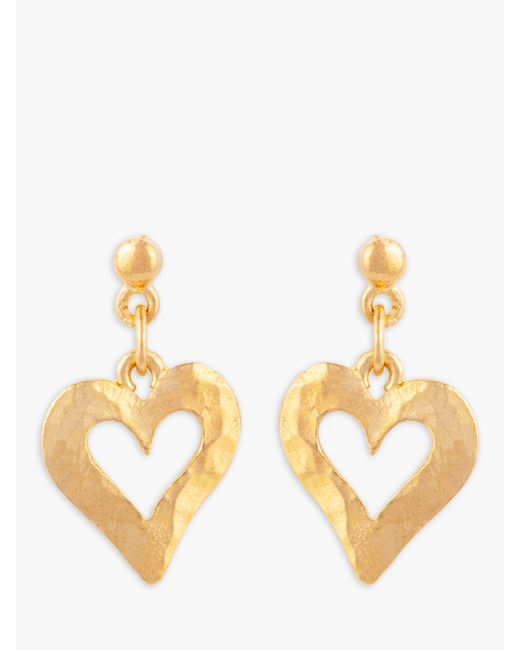 Susan Caplan Metallic Vintage Rediscovered Collection Hammered Heart Drop Earrings