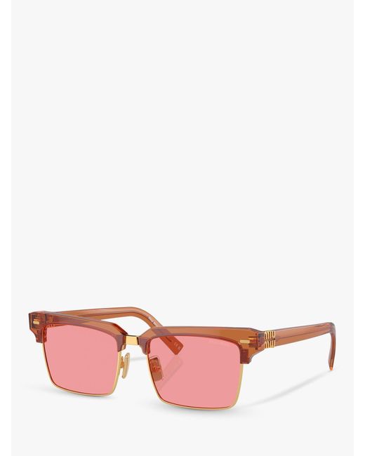Miu Miu Pink Mu10zs Rectangular Sunglasses
