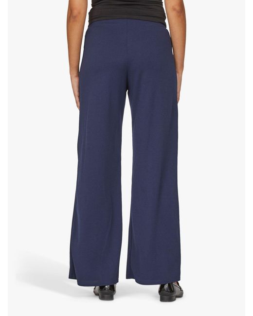 Sisters Point Blue Glut-pa.a Wide Leg Pull-on Jersey Trousers