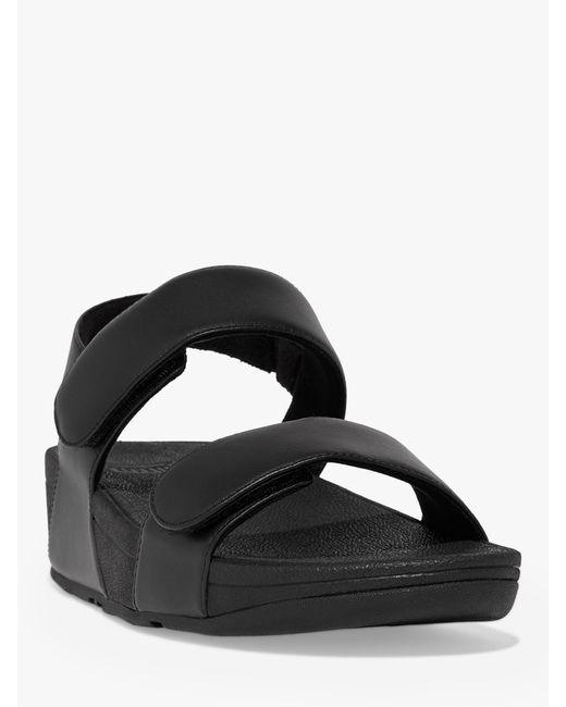 Fitflop Black Lulu Adjustable Strap Leather Sandals