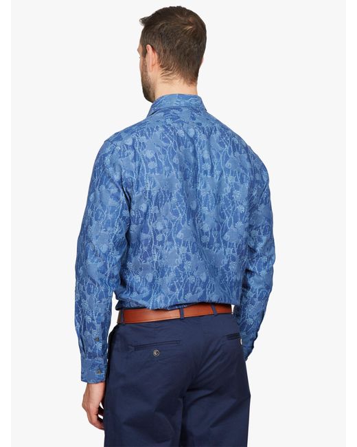Simon Carter Blue Fish Jacquard Regular Fit Shirt for men