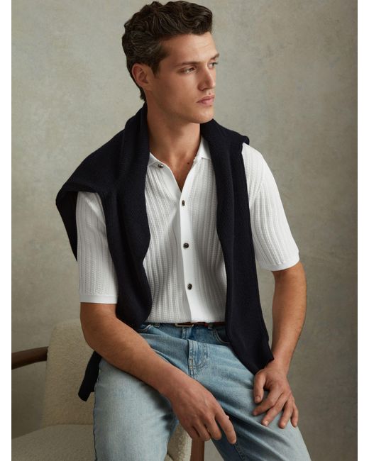 Reiss Gray Murray Ribbed Knit Shirt for men