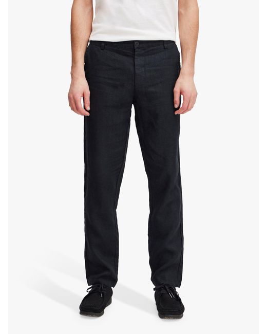 Casual Friday Black Pandrup Regular Fit Linen Trousers for men