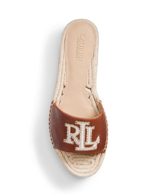 Ralph Lauren Brown Lauren Polly Leather Espadrille Sandals