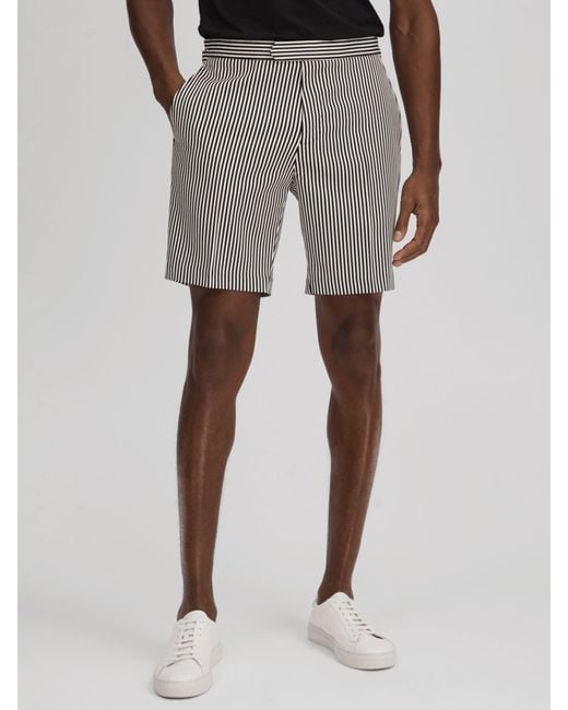 Reiss Gray Stream Stripe Shorts for men