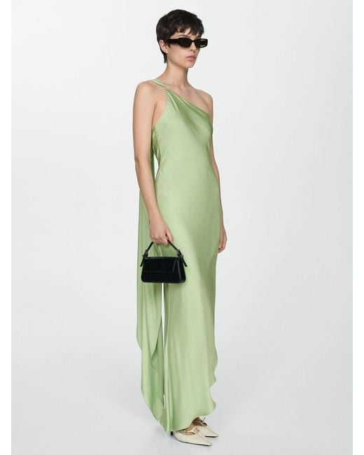 Mango Green Fiore Asymmetric Straps Maxi Dress