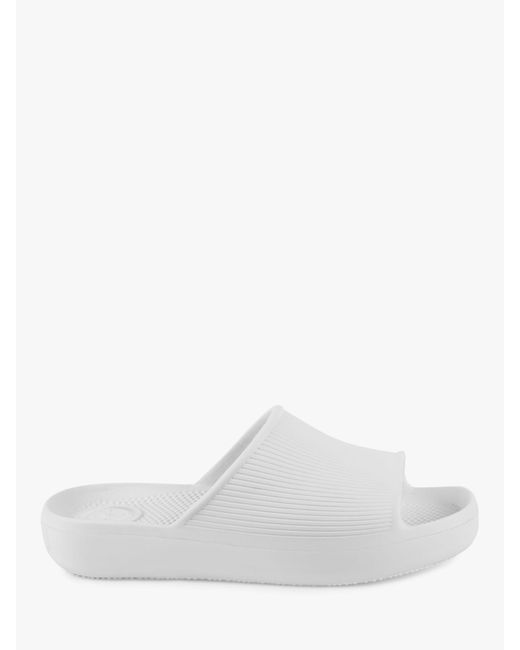 Totes White Solbounce Ribbed Slider Sandals