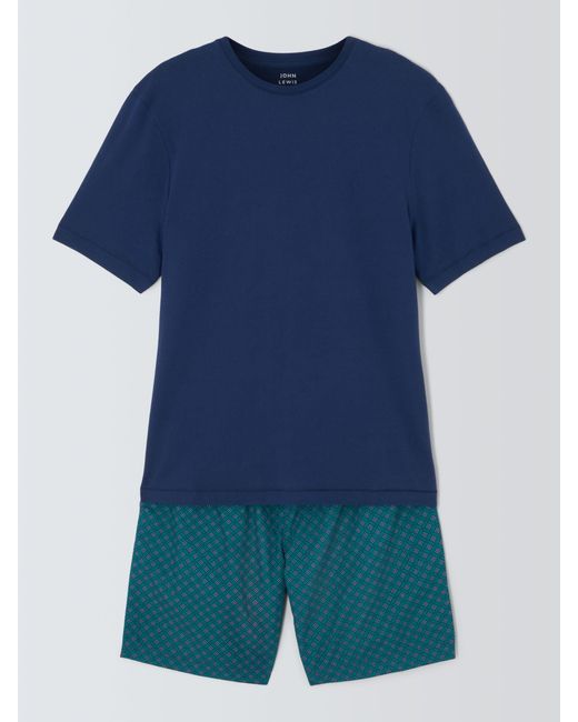 John Lewis Blue Tile Shorts Pyjama Set for men