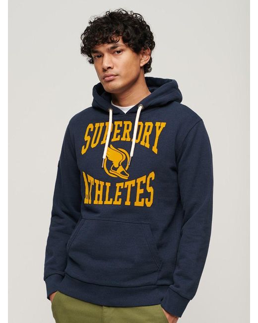 Superdry Blue Track & Field Athletic Graphic Hoodie for men