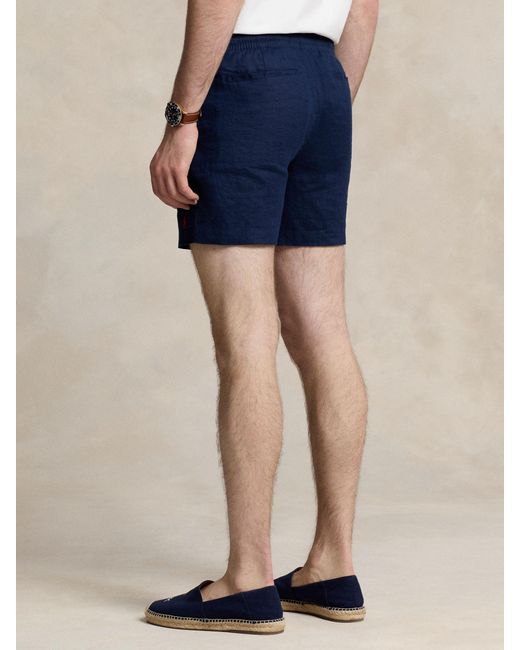 Ralph Lauren Blue Polo Prepseter Linen Shorts for men
