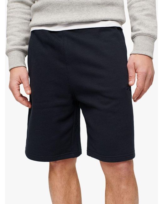 Superdry Blue Essential Logo Jersey Knee Length Shorts for men