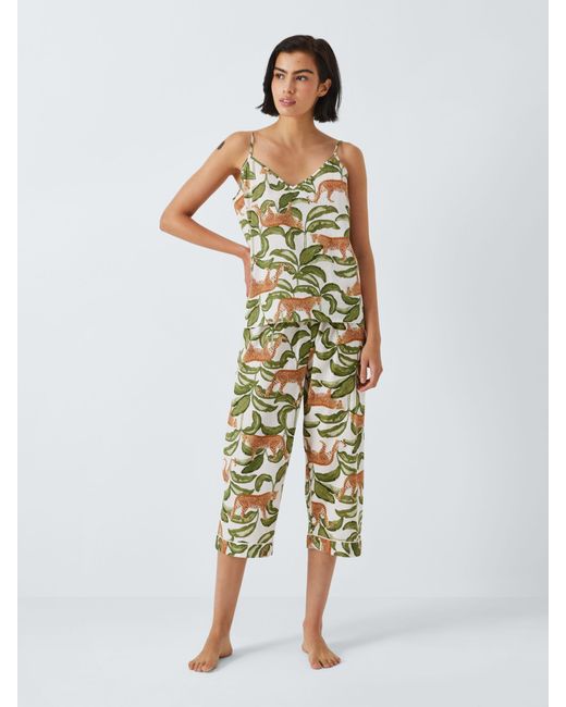 John Lewis Metallic Amber Jungle Cami Cropped Pyjama Set