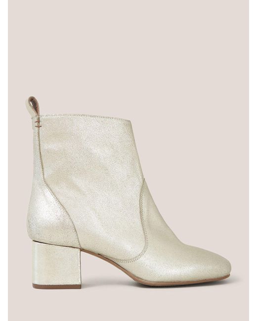 White Stuff Natural Cilla Leather Heeled Ankle Boots