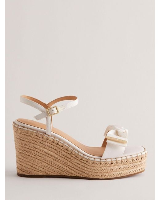 Ted Baker Natural Geiia Espadrille Wedge Bow Detail Sandals