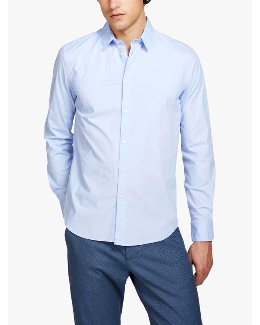 Sisley Blue Slim Fit Long Sleeve Shirt for men