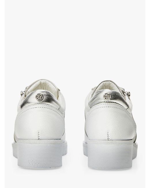 Moda In Pelle White Ambienne Leather Side Zip Trainers