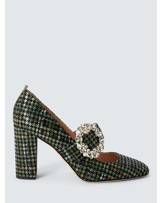 SJP by Sarah Jessica Parker Green Celine Iridescent Houndstooth Mary Jane Shoes