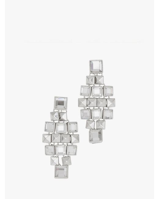 AllSaints White Kite Square Studded Drop Earrings