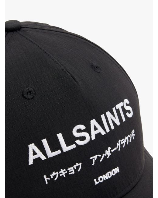 AllSaints Black Underground Baseball Cap for men