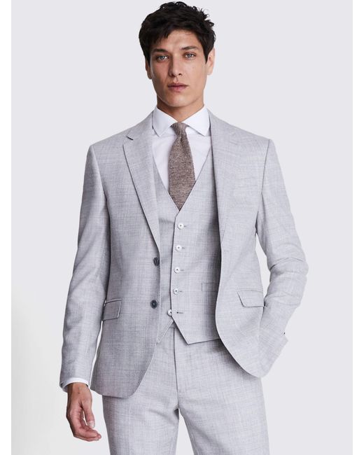 Moss Bros White Slim Fit Wool Blend Suit Jacket for men