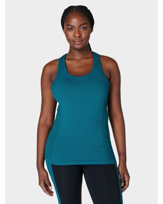 Sweaty Betty Blue Athlete Seamless Workout Tank Top