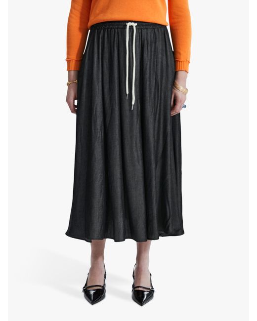 James Lakeland Black Drawstring Midi Skirt