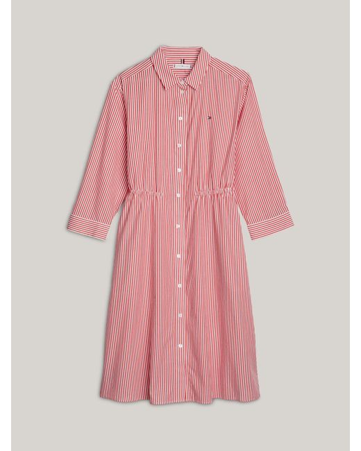 Tommy Hilfiger Pink Adaptive Striped Cotton Shirt Dress
