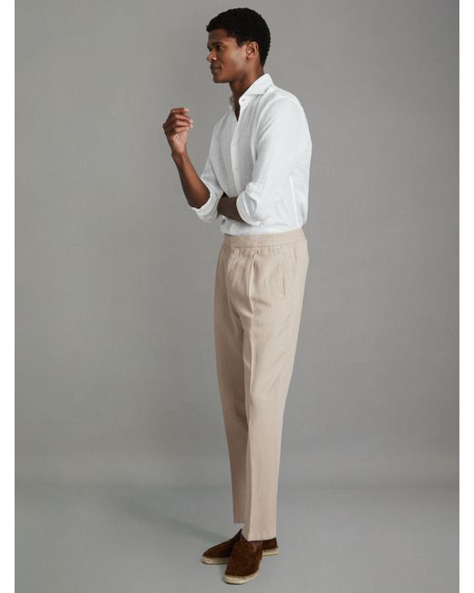 Reiss Gray Pact Linen Blend Trousers for men