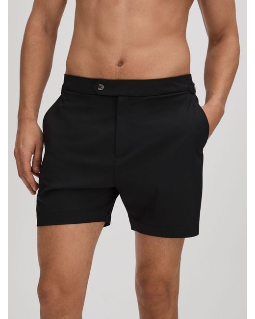 Reiss Black Sun Plain Swim Shorts for men