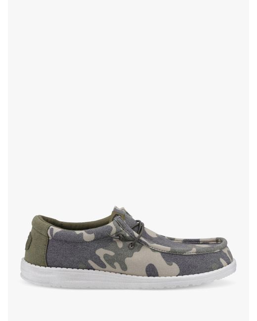 Hey Dude Gray Wally Washed Camo Shoes for men