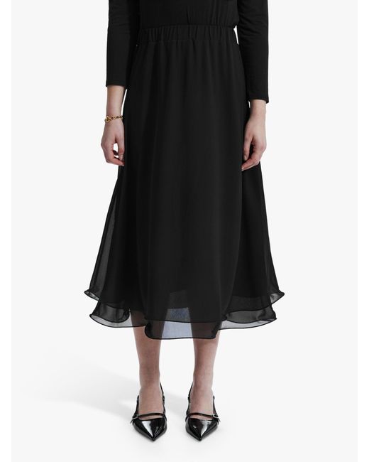 James Lakeland Black Wave Hem Tiered Skirt