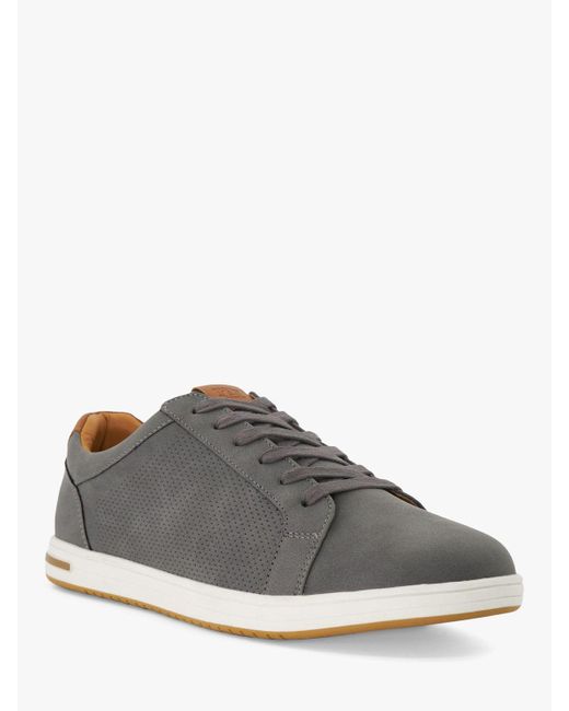 Dune Gray Wide Fit Tezzy Suedette Lace Up Trainers for men