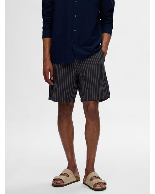 SELECTED Blue Linen Shorts for men