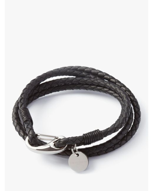 Simon Carter Black Padstow Leather Wrap Bracelet for men