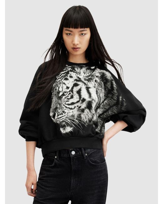 AllSaints Black Tigress Oversized Cygni Sweatshirt
