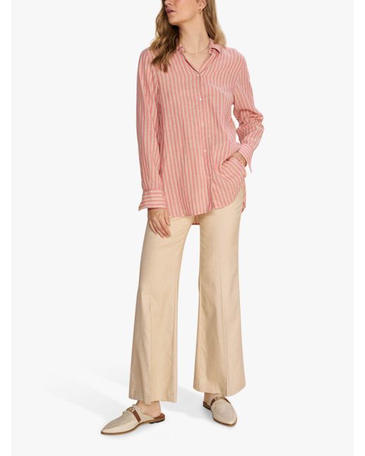 Mos Mosh Pink Elinda Cotton Linen Long Sleeve Shirt