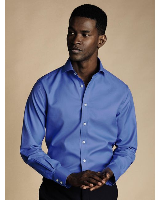 Charles Tyrwhitt Blue Non-iron Twill Shirt for men