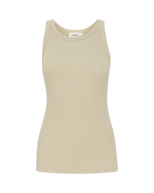 Soaked In Luxury Natural Simone Rib Jersey Slim Fit Tank Top