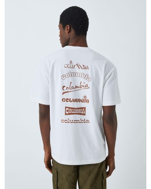 Columbia White Burnt Lake Graphic T-shirt for men