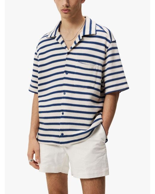 J.Lindeberg Blue Tiro Resort Stripe Shirt for men
