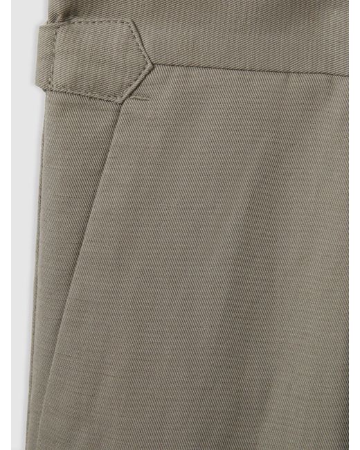 Reiss Green Com Linen Blend Trousers for men