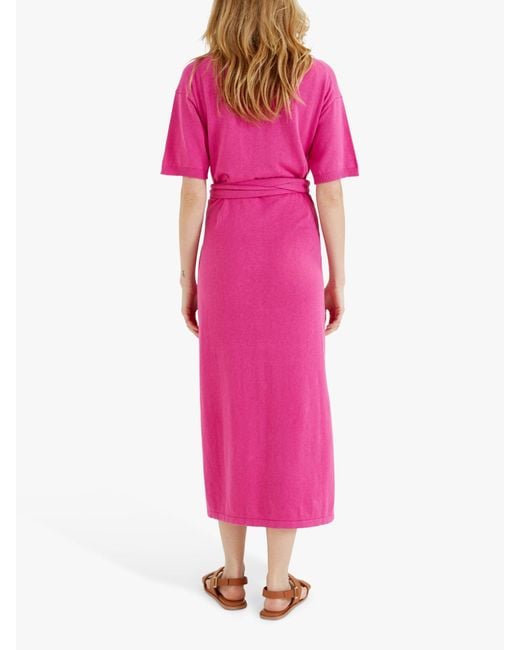 Chinti & Parker Pink Monaco Dress Linen Blend Midi Dress