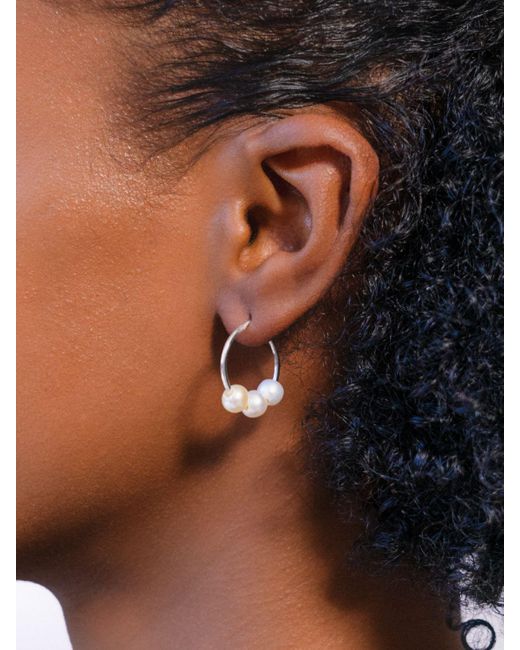 Ralph Lauren Natural Triple Pearl Hoop Earrings