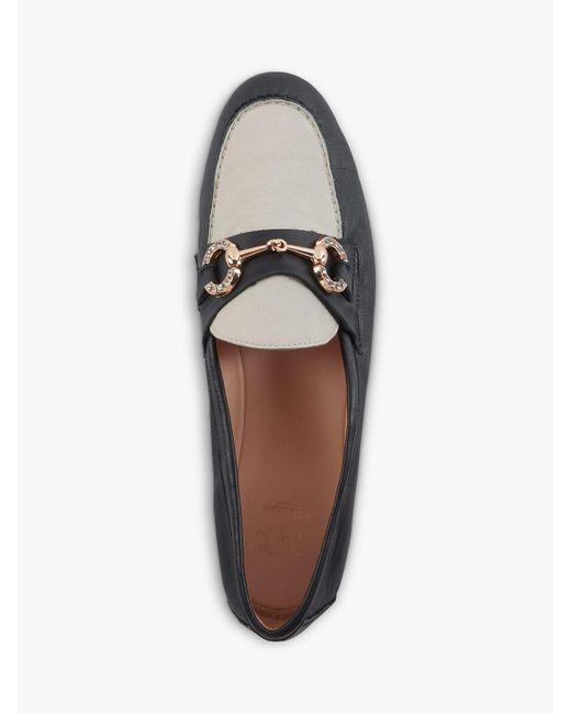 Dune White Gemstone Detail Leather Loafers