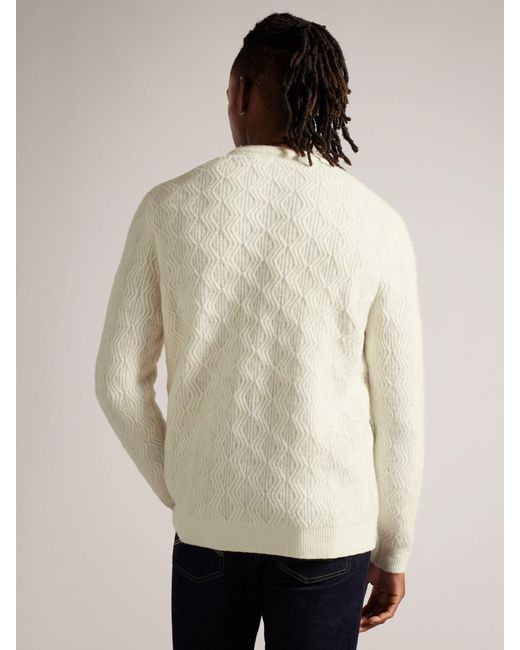 Ted Baker Natural Atchet Long Sleeve Textured Cable Crew Neck Jumper for men