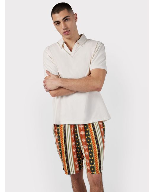 Chelsea Peers White Graphic Palm Print Short Pyjama Set for men