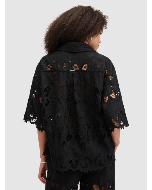 AllSaints Black Charli Embroidered Shirt