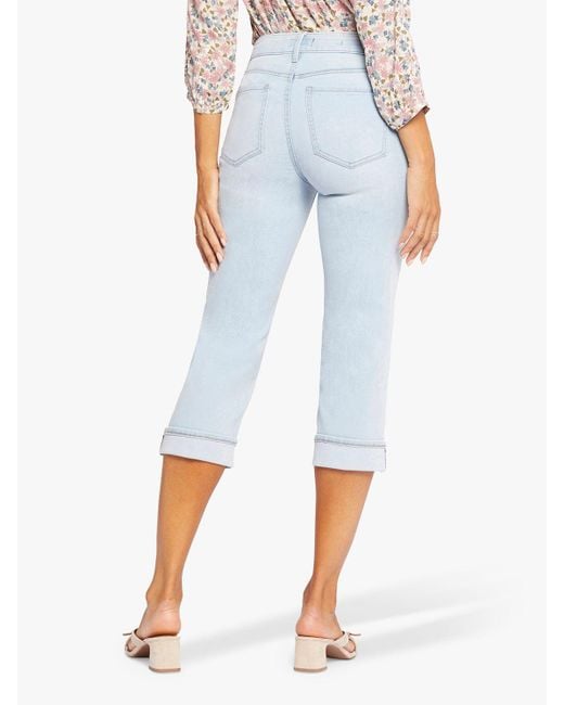 NYDJ White Marilyn Straight Crop Jeans In Cool Embrace Denim With Cuffs